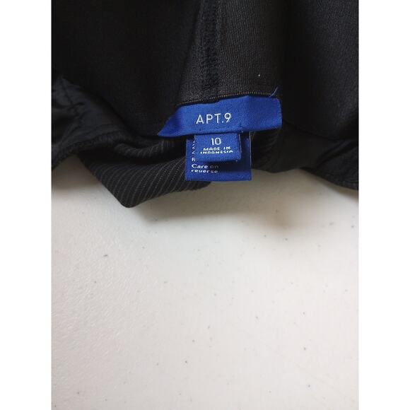 Apt 9 Women Dress Pants 10 Black Pin Striped Straight Leg - Picture 7 of 10